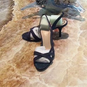 Beautiful Pelle Moda strapped pumps. Two tone fabric. Multi color sparkle.